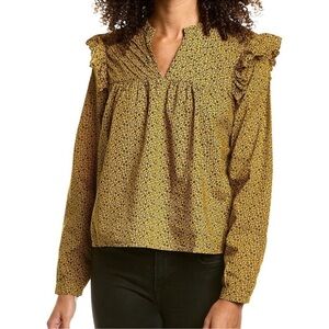 Nation LTD Tilly A-Line‎ Ruffle Blouse Size XS Pima Cotton NWOT